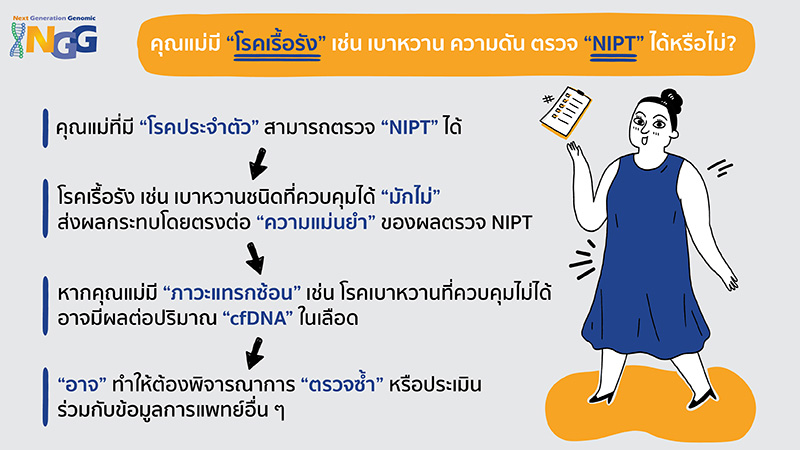 คุณแม่มีโรคเรื้อรัง เช่น เบาหวาน ความดัน ตรวจ NIPT ได้หรือไม่?
